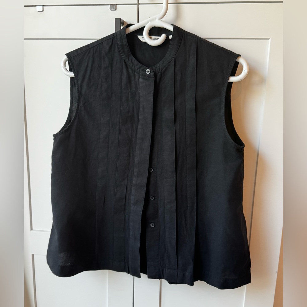 Comptoir des Cotonniers Couture x UNIQLO Black Linen Blend Sleeveless Top-Size M